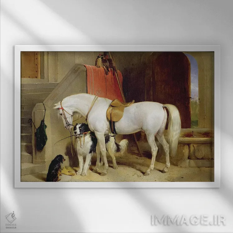 تابلو محبوبترینهای پرنس جورج اثر سر ادوین لندسییر (نقاش انگلیسی) - نمای قابدار سفید