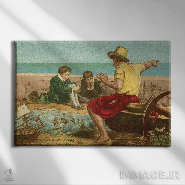 تابلو دوران کودکی سر والتر رالی اثر سر جان اورت میلیِس (نقاش بریتانیایی) - نمای روبهرو روی دیوار