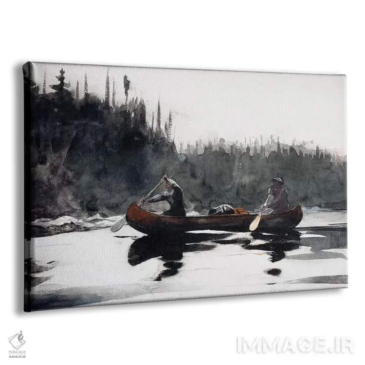 تابلو راهنمایان در حال عبور از آبشارهای تند، ۱۸۹۵ اثر وینسلو هومر - نمای پرسپکتیو محصول