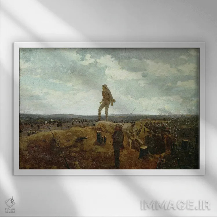 تابلو چالش: دعوت به شلیک پیش از پتِرزبرگ، ۱۸۶۴ اثر وینسلو هومر - نمای قابدار سفید