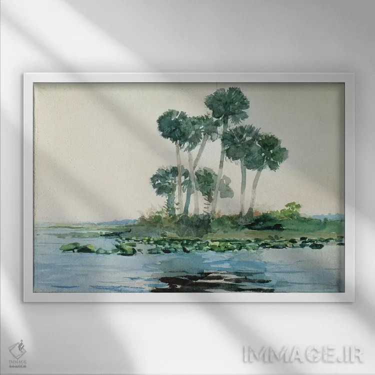 تابلو رود سنت جان، فلوریدا، ۱۸۹۰ اثر وینسلو هومر - نمای قابدار سفید
