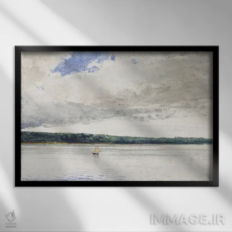 تابلو اسلوپ کوچک (نوعی قایق بادبانی)، ۱۸۸۰ اثر وینسلو هومر - نمای قابدار مشکی