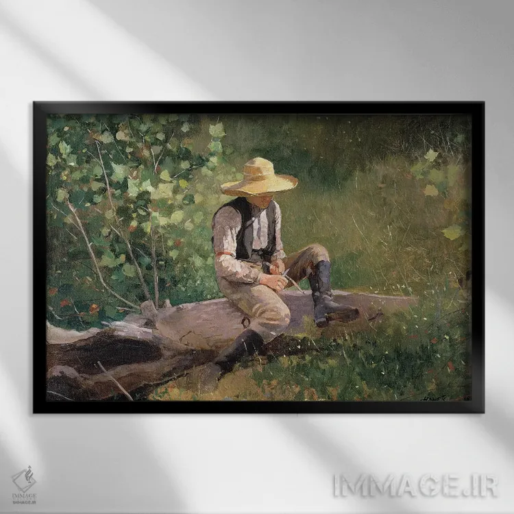 تابلو پسرک چوبتراش، ۱۸۷۳ اثر وینسلو هومر - نمای قابدار مشکی