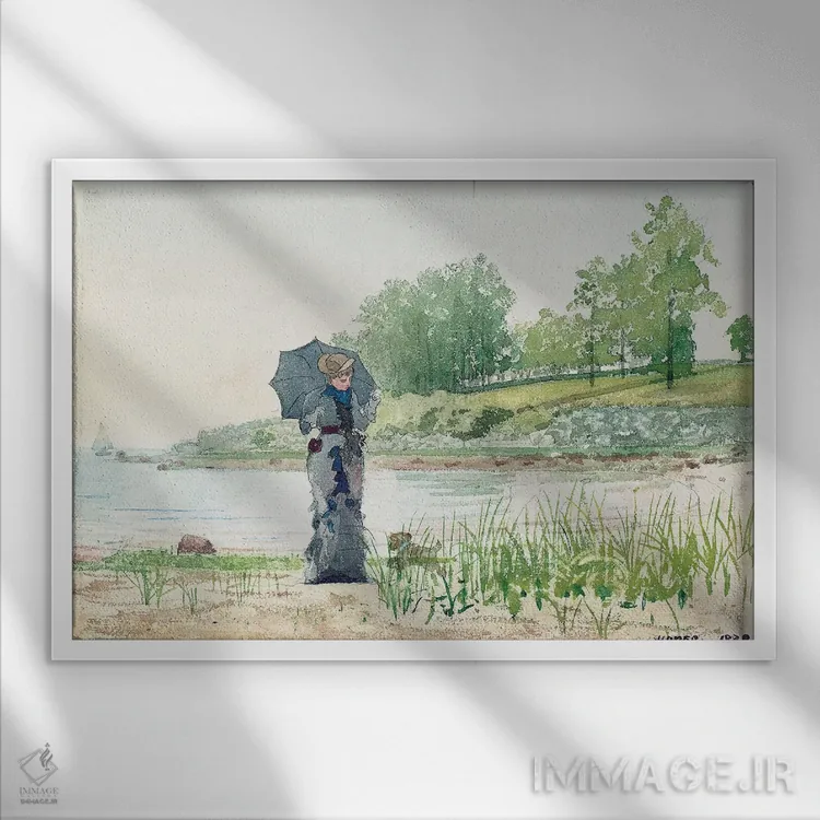 تابلو زن جوان، ۱۸۸۰ اثر وینسلو هومر - نمای قابدار سفید