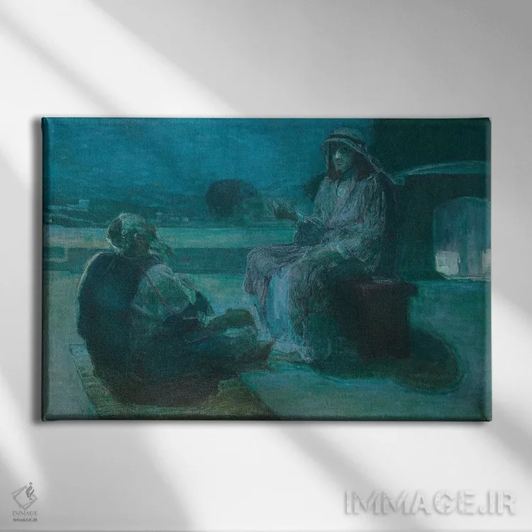 تابلو نیکودموس نزد مسیح میآید، ۱۹۲۷ اثر هنری اوسوا تانر - نمای روبهرو روی دیوار