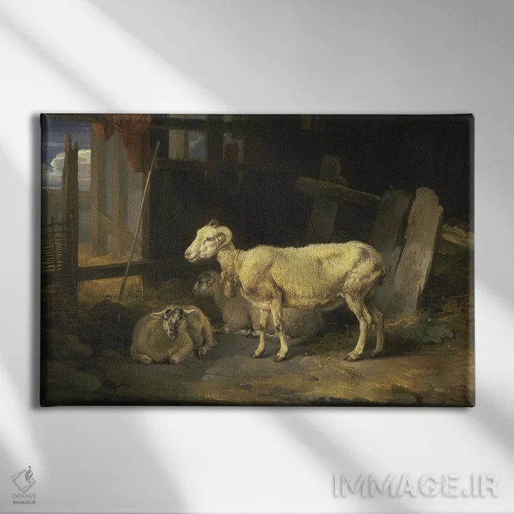 تابلو گوسفند مادهٔ هث و برهها، ۱۸۱۰ اثر جیمز وارد - نمای روبهرو روی دیوار