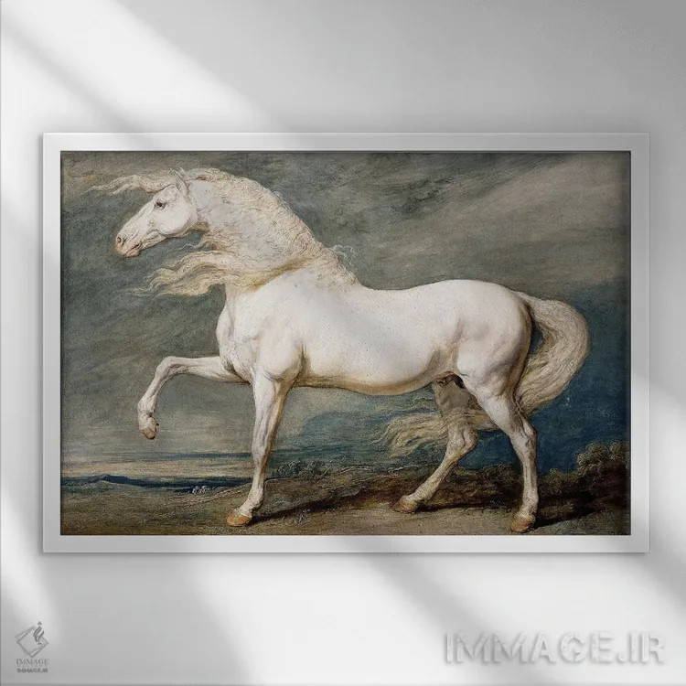 تابلو آدونیس، اسب محبوب شاه جورج سوم اثر جیمز وارد - نمای قابدار سفید