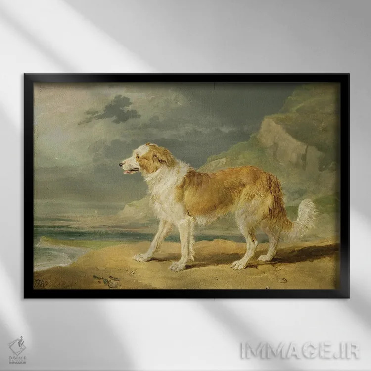 تابلو کولی موخشن، ۱۸۰۹ (نوعی سگ) اثر جیمز وارد - نمای قابدار مشکی