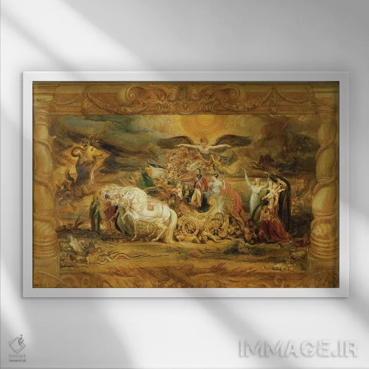 تابلو پیروزی آرتور، دوک ولینگتون اثر جیمز وارد - نمای قابدار سفید