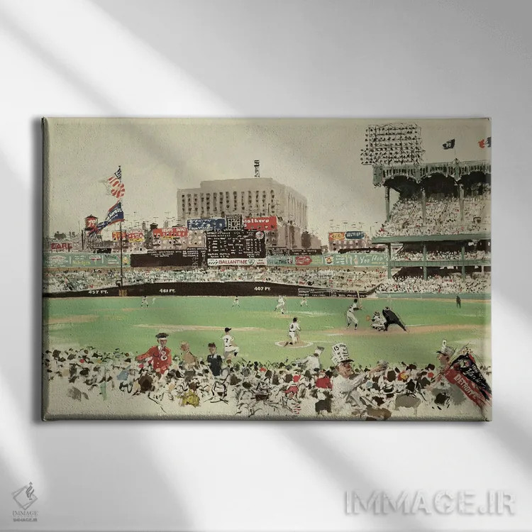 تابلو ورزشگاه یانکی، نیویورک اثر مکتب آمریکایی (سبک یا گروه هنری) - نمای روبهرو روی دیوار