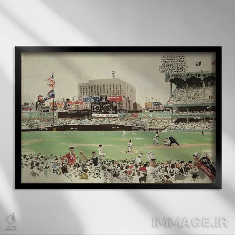 تابلو ورزشگاه یانکی، نیویورک اثر مکتب آمریکایی (سبک یا گروه هنری) - نمای قابدار مشکی