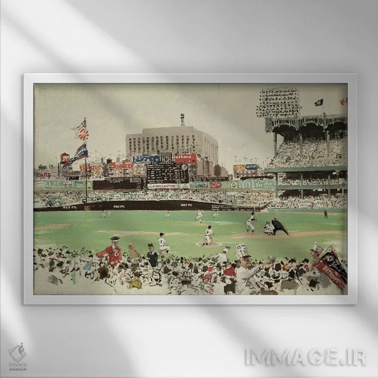 تابلو ورزشگاه یانکی، نیویورک اثر مکتب آمریکایی (سبک یا گروه هنری) - نمای قابدار سفید