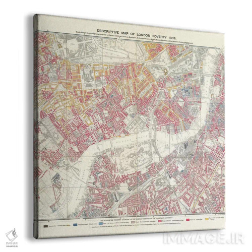 تابلو صفحه جنوبغربی، نقشهٔ توصیفی فقر لندن، ۱۸۸۹ اثر مکتب انگلیسی (سبک یا جنبش هنری) - نمای پرسپکتیو محصول
