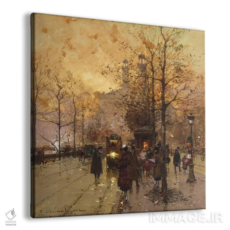 تابلو افراد در خیابانی پاریسی اثر اوژن گالین-لالو - نمای پرسپکتیو محصول