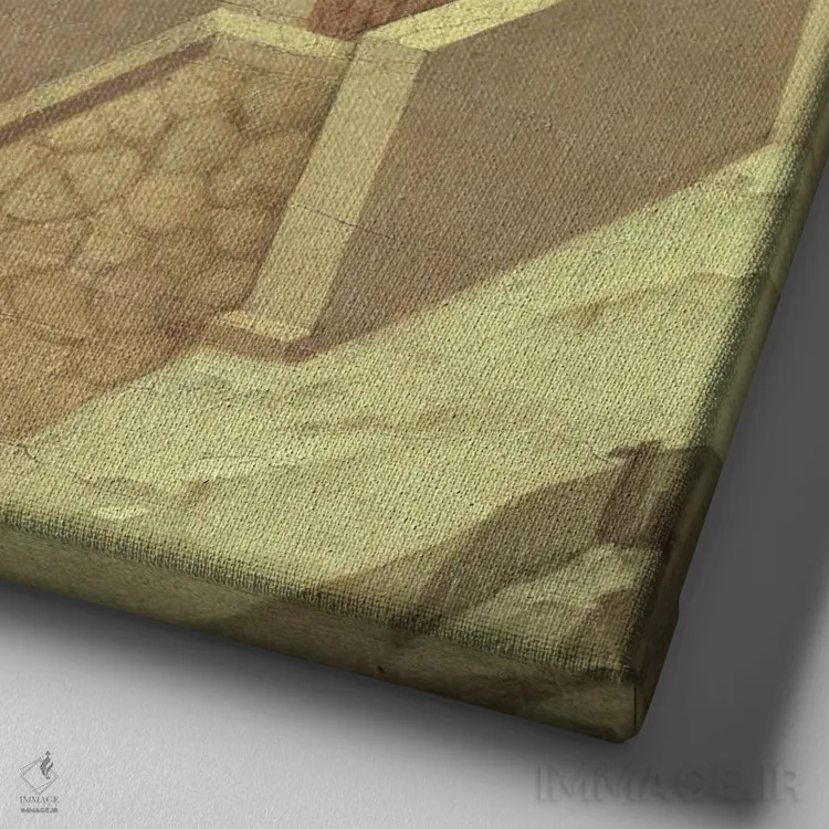 تابلو ظهور مسیح در راه عِمائوس، پشت محراب ماستا، ۱۳۰۸-۱۱ اثر دوچو دی بونینسنیه (نقاش ایتالیایی قرون وسطی) - نمای نزدیک بافت بوم