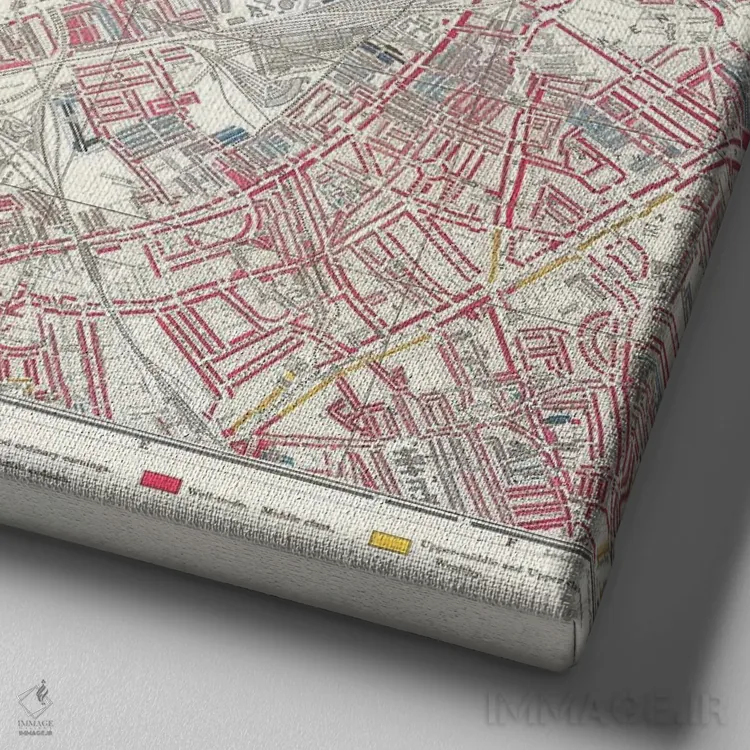 تابلو صفحه جنوبغربی، نقشهٔ توصیفی فقر لندن، ۱۸۸۹ اثر مکتب انگلیسی (سبک یا جنبش هنری) - نمای نزدیک بافت بوم