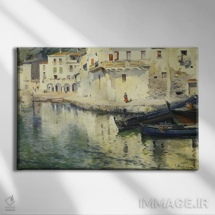 تابلو بندر کاداکس اثر الیسئو مِیفرِن ای رویگ (نقاش اسپانیایی) - نمای روبهرو روی دیوار