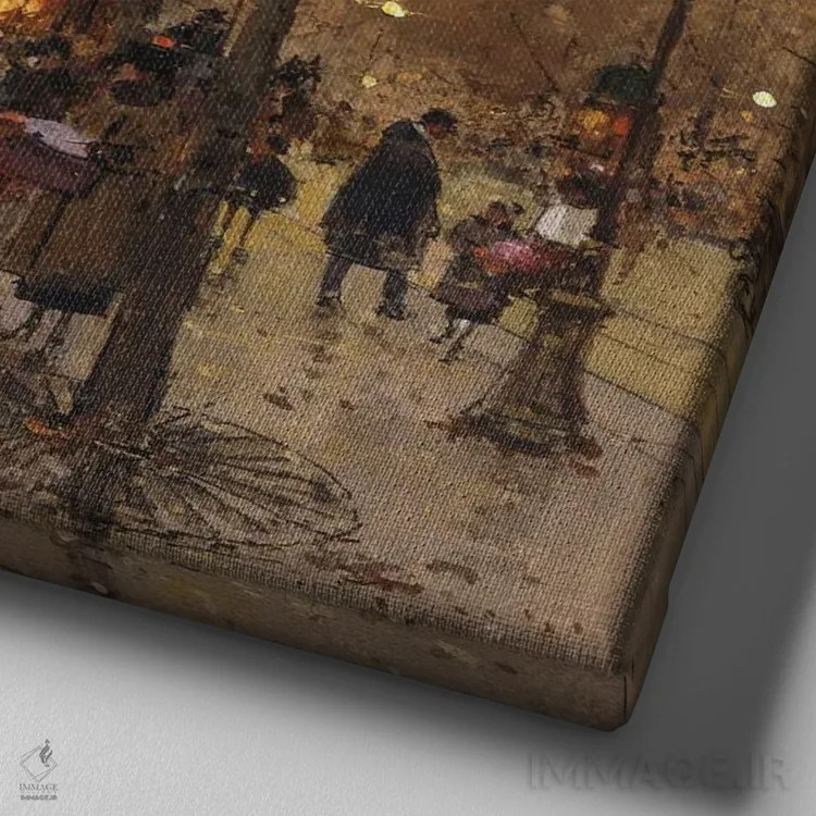 تابلو افراد در خیابانی پاریسی اثر اوژن گالین-لالو - نمای نزدیک بافت بوم
