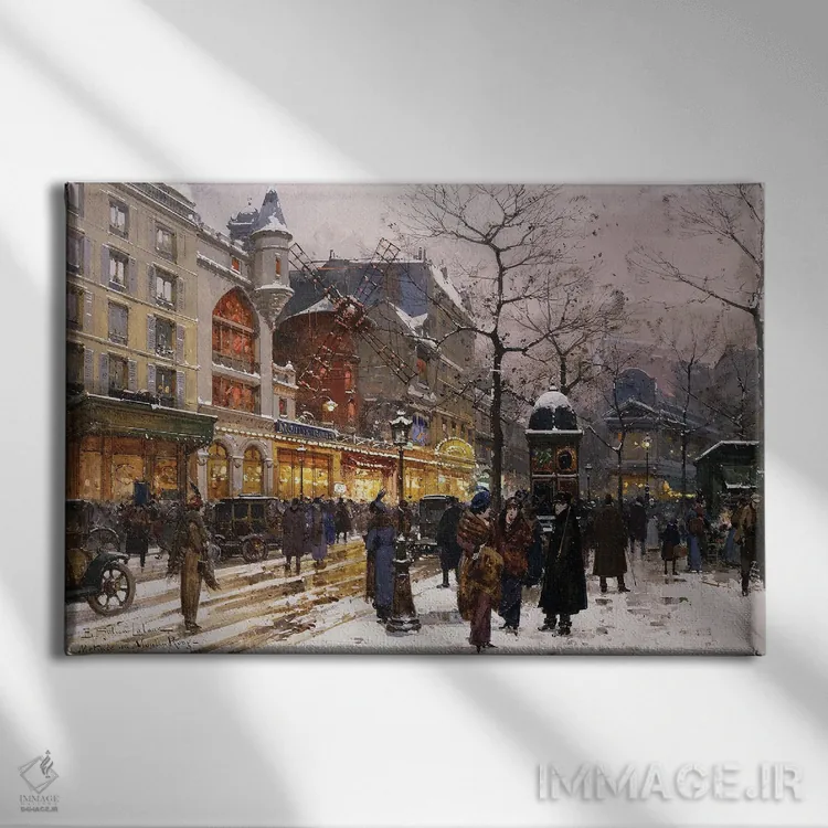 تابلو ماتینه در مولن روژ، پاریس اثر اوژن گالین-لالو - نمای روبهرو روی دیوار