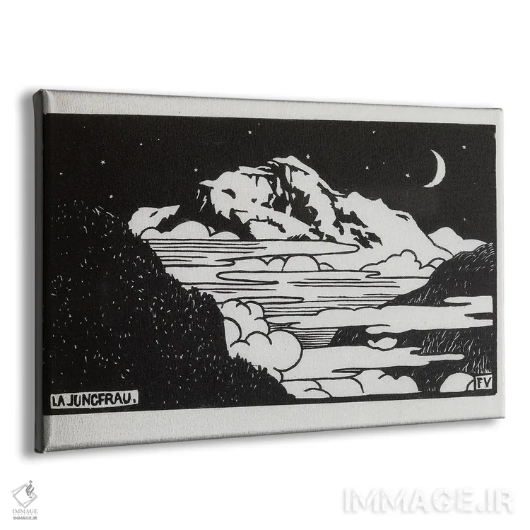 تابلو یونگفراو، ۱۸۹۲ (کوه در سوئیس) اثر فلیکس ادوارد والوتون (نقاش و گراورسوئیس-فرانسوی) - نمای پرسپکتیو محصول