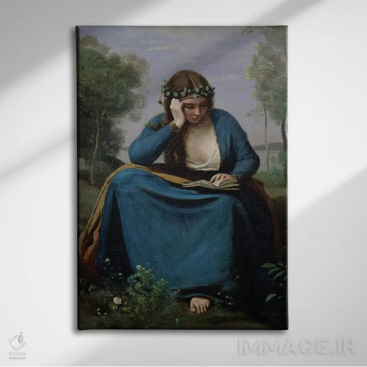 تابلو خواننده با تاج گل یا الهامبخش ویرژیل، ۱۸۴۵ اثر ژان باتیست کامیل کورو - نمای روبهرو روی دیوار