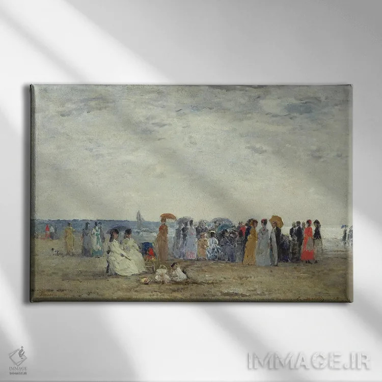 تابلو شناگران در ساحل تروویل، ۱۸۶۹ اثر اوژن لویی بوباور (نقاش فرانسوی) - نمای روبهرو روی دیوار