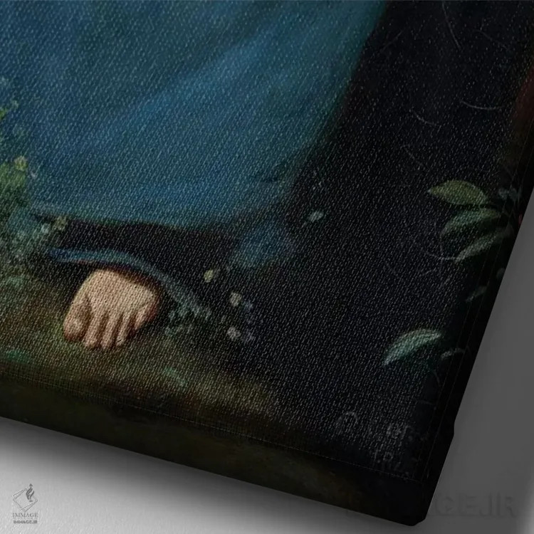 تابلو خواننده با تاج گل یا الهامبخش ویرژیل، ۱۸۴۵ اثر ژان باتیست کامیل کورو - نمای نزدیک بافت بوم