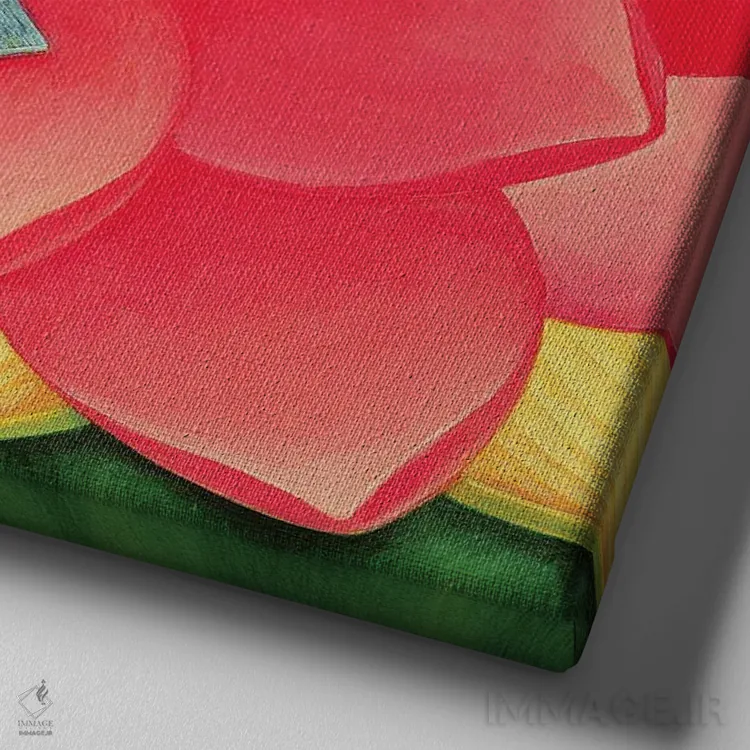 تابلو نیلوفرهای آبی مونه، ۱۹۹۶ اثر فرانسیس برومفیلد - نمای نزدیک بافت بوم