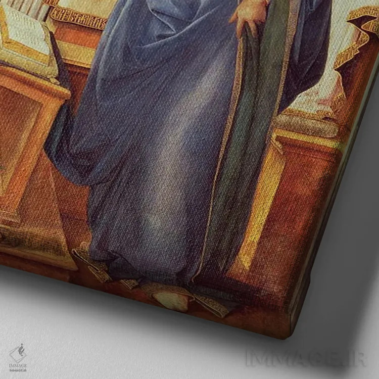 تابلو بشارت به مریم (موزه آلته پیناکوتک)، حدود ۱۴۴۳-۴۵ اثر فرا فیلیپو لیپی (هنرمند و نقاش ایتالیایی) - نمای نزدیک بافت بوم