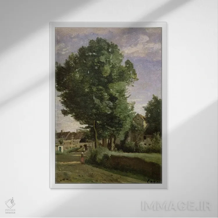 تابلو حومه روستایی نزدیک بووه، حدود ۱۸۵۰ اثر ژان باتیست کامیل کورو - نمای قابدار سفید