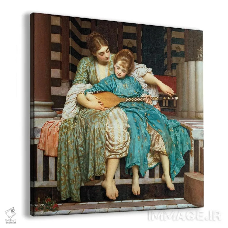 تابلو درس موسیقی، ۱۸۷۷ اثر فردریک لیتون (نقاش و مجسمهساز انگلیسی) - نمای پرسپکتیو محصول