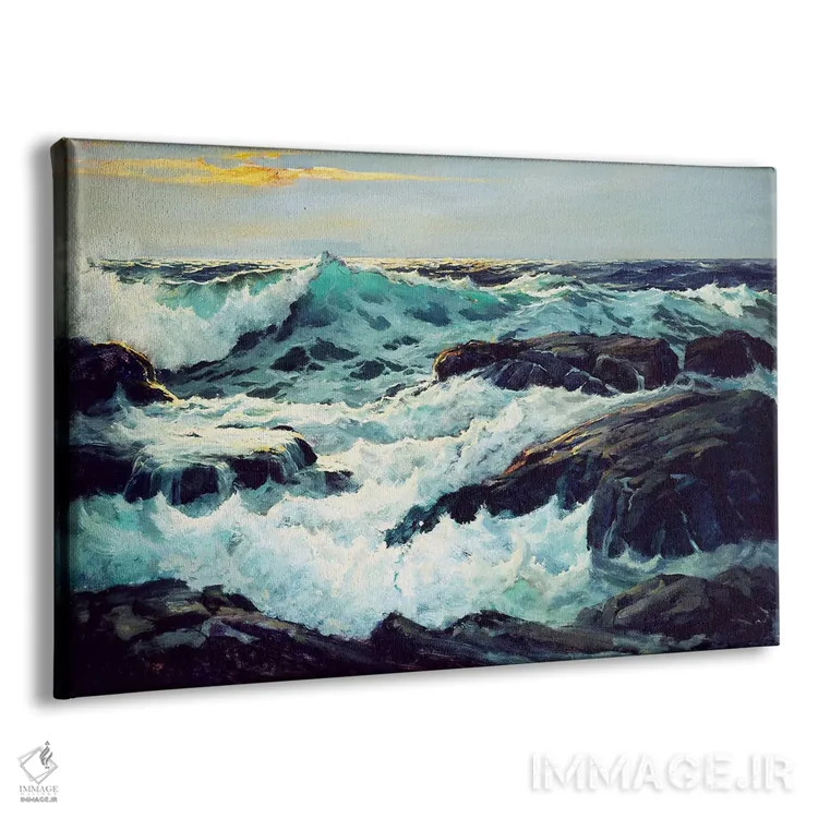 تابلو موجسواری و دماغهها اثر فردریک جاد واو (نقاش مناظر دریایی آمریکایی) - نمای پرسپکتیو محصول