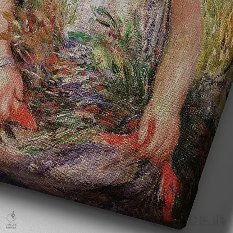 تابلو دختر کوچکی که گل حمل میکند یا "دختر خوشهچین کوچک"، ۱۸۸۸ اثر پیر-اوگوست رنوار - نمای نزدیک بافت بوم