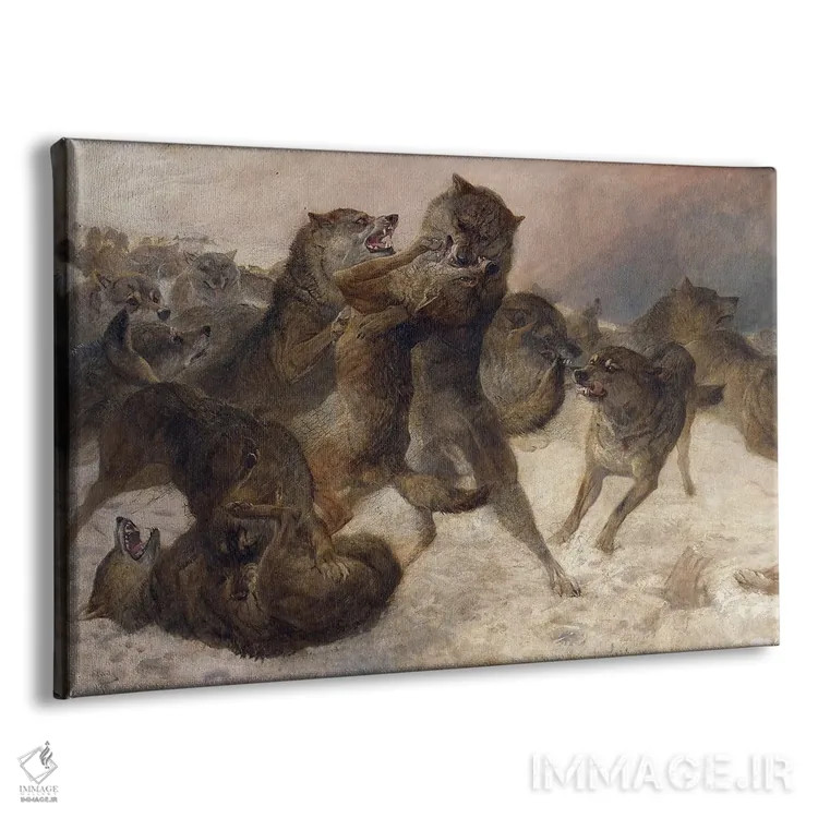 تابلو 1879,مبارزه برای بقا، ۱۸۷۹ اثر جورج بویری گودارد (نقاش حیوانات انگلیسی) - نمای پرسپکتیو محصول