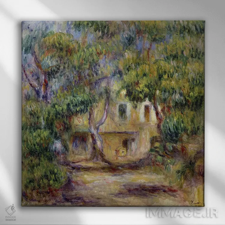 تابلو c.1915,مزرعه در لس کولتس، حدود ۱۹۱۵ اثر پیر-اوگوست رنوار - نمای روبهرو روی دیوار