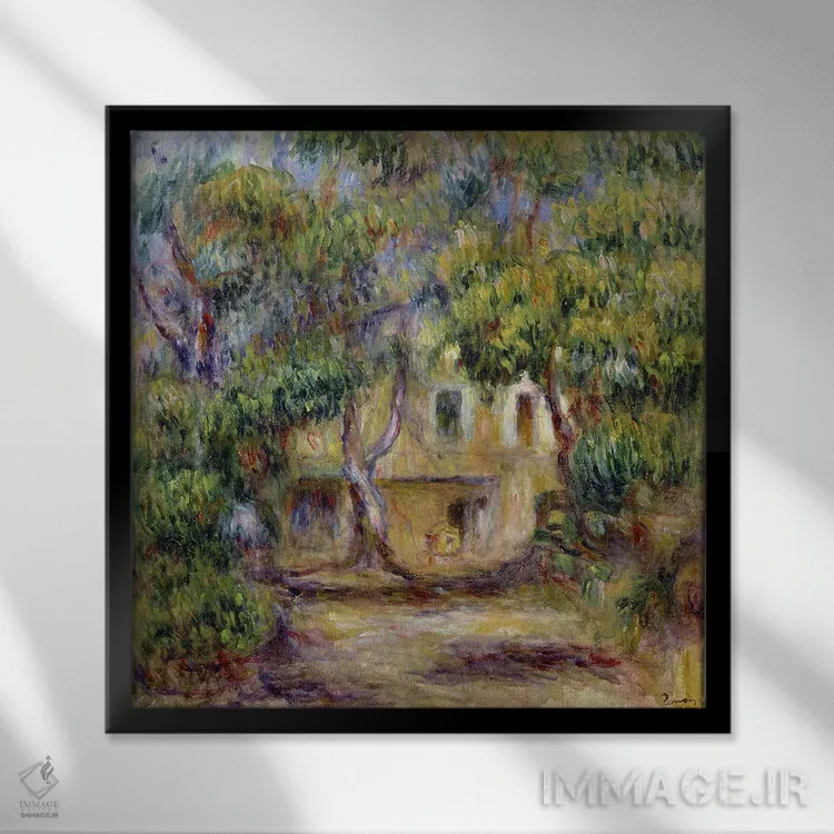 تابلو c.1915,مزرعه در لس کولتس، حدود ۱۹۱۵ اثر پیر-اوگوست رنوار - نمای قابدار مشکی