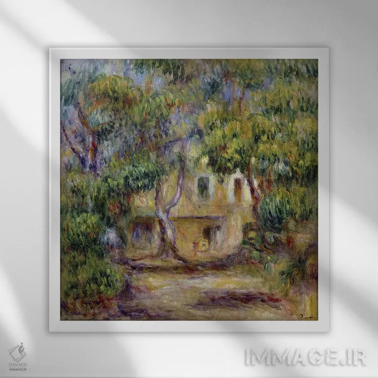 تابلو c.1915,مزرعه در لس کولتس، حدود ۱۹۱۵ اثر پیر-اوگوست رنوار - نمای قابدار سفید