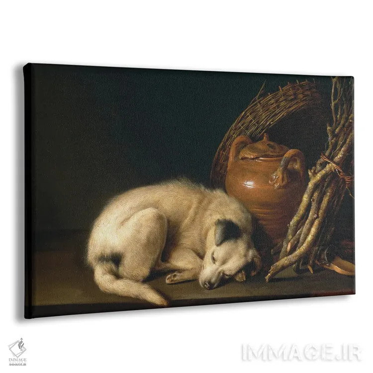 تابلو 1650,سگی در حال استراحت، ۱۶۵۰ اثر گریت دو (نقاش هلندی سبک باروک) - نمای پرسپکتیو محصول