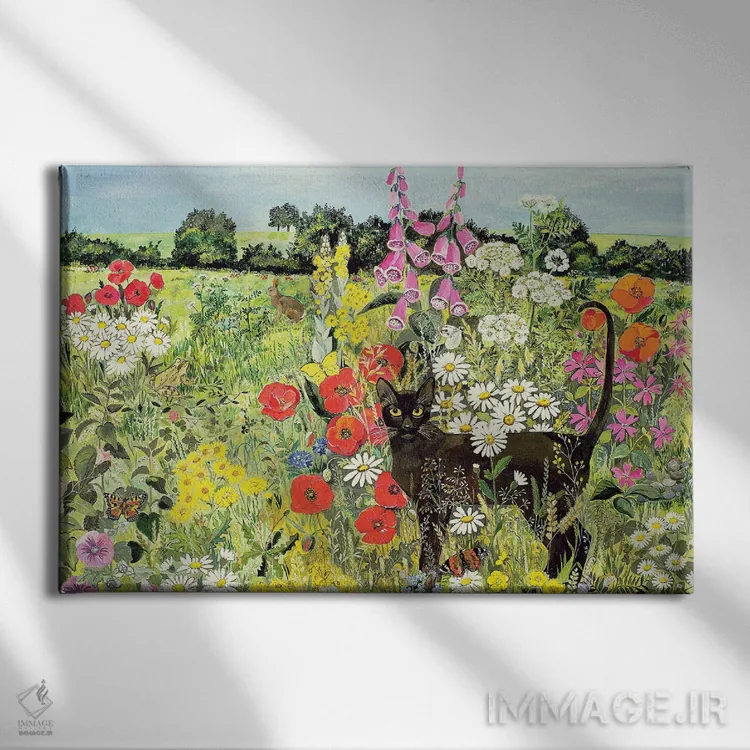 تابلو گربه تابستانی اثر هیلاری جونز - نمای روبهرو روی دیوار