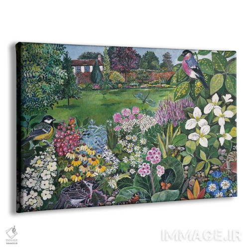 تابلو باغ با پرندگان و پروانهها اثر هیلاری جونز - نمای پرسپکتیو محصول