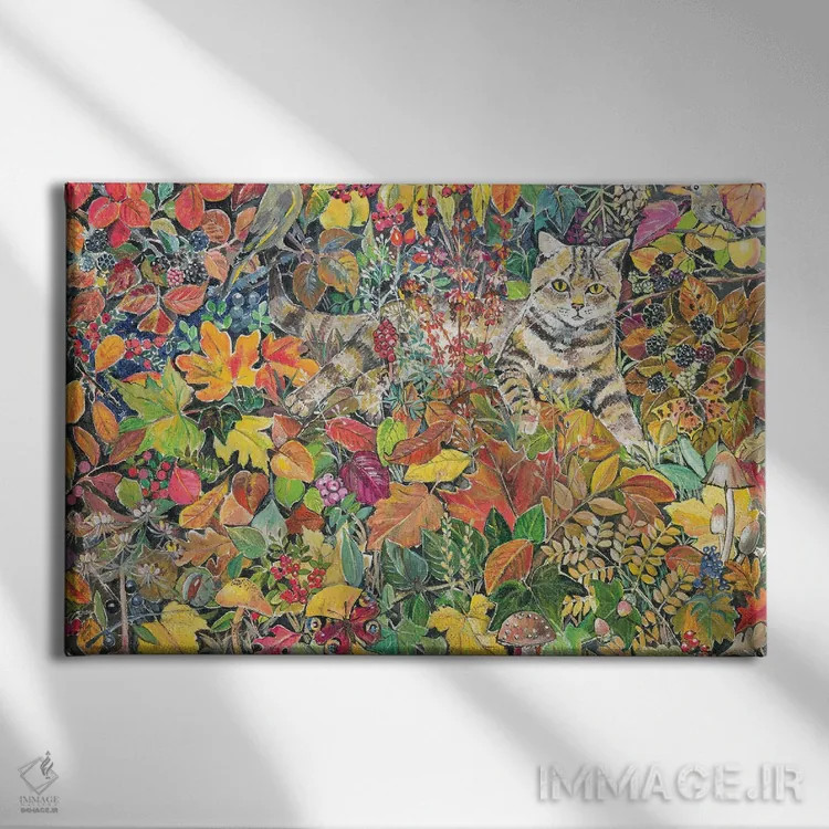 تابلو 1996,گربه راهراه در پاییز، ۱۹۹۶ اثر هیلاری جونز - نمای روبهرو روی دیوار
