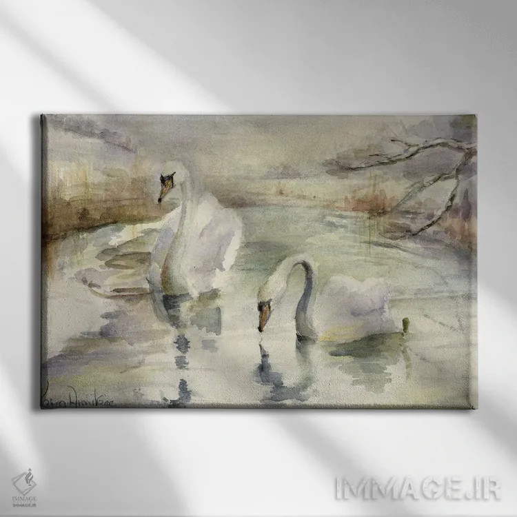 تابلو قوها در زمستان اثر کارن آرمیتاژ - نمای روبهرو روی دیوار