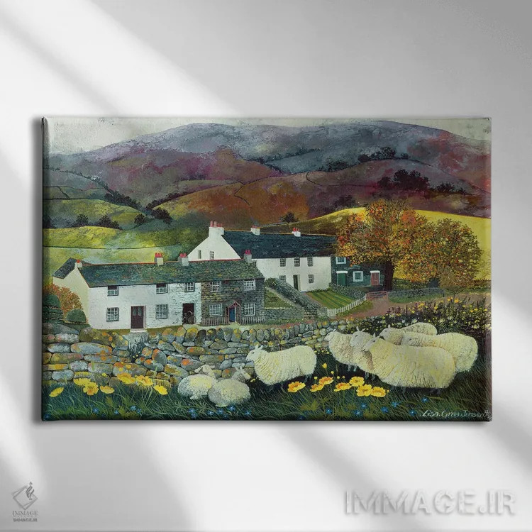 تابلو 1988,سرزمین گوسفندان، ۱۹۸۸ اثر لیزا گرا یِنسن - نمای روبهرو روی دیوار