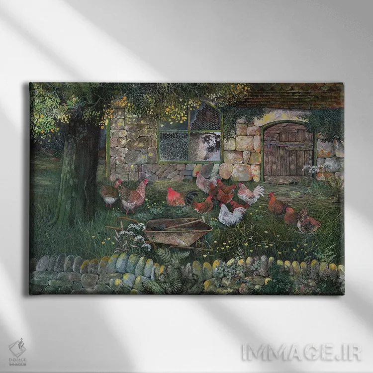 تابلو 1988,خانه مرغها، ۱۹۸۸ اثر لیزا گرا یِنسن - نمای روبهرو روی دیوار