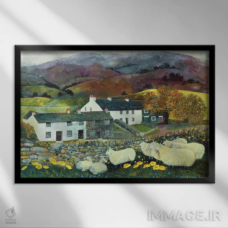 تابلو 1988,سرزمین گوسفندان، ۱۹۸۸ اثر لیزا گرا یِنسن - نمای قابدار مشکی