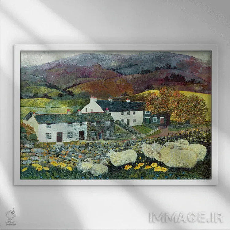 تابلو 1988,سرزمین گوسفندان، ۱۹۸۸ اثر لیزا گرا یِنسن - نمای قابدار سفید