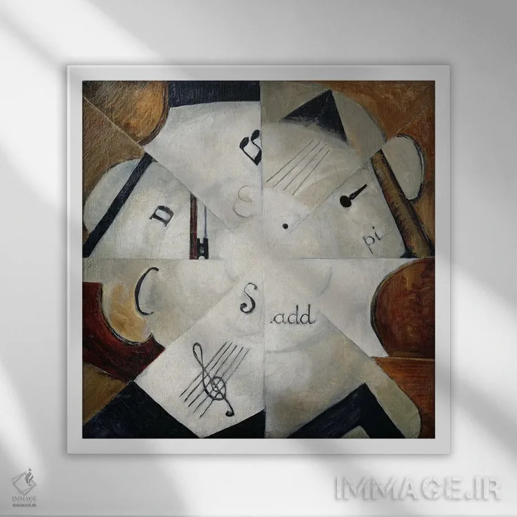 تابلو 1915 (oil on canvas),سمفونی، ۱۹۱۵ (رنگ روغن روی بوم) اثر میخائیل ایوانوویچ منکوف - نمای قابدار سفید