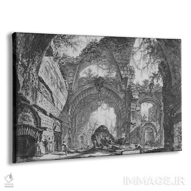 تابلو گالری مخروبه ویلای آدریانا در تیولی اثر جیووانی باتیستا پیرانزی (هنرمند و معمار ایتالیایی) - نمای پرسپکتیو محصول