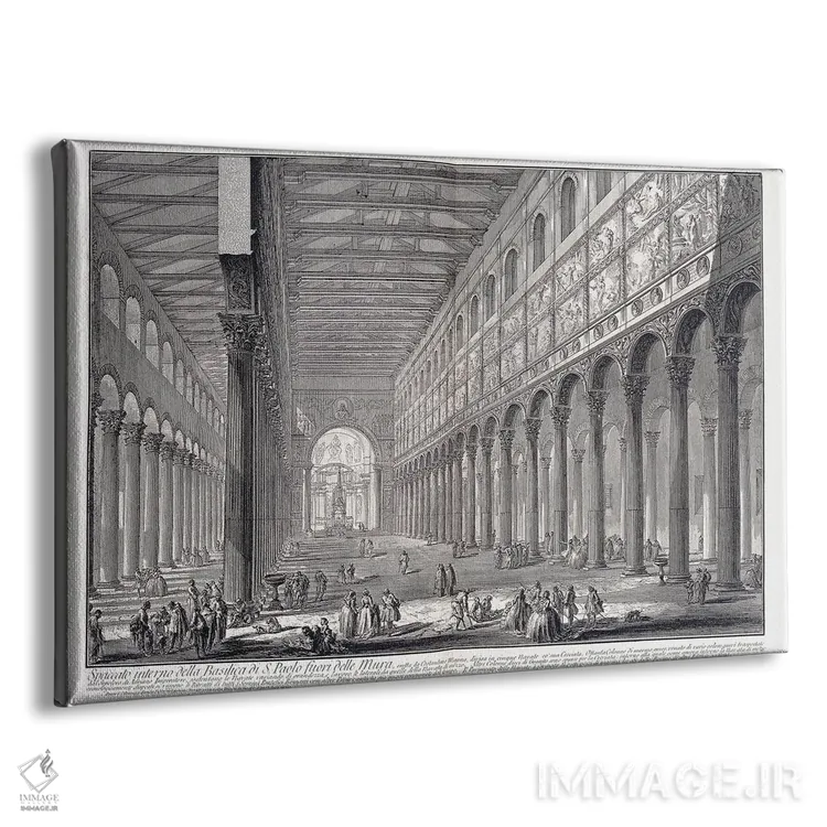 تابلو 1753-1837,داخل کلیسای سنت پل بیرون دیوارها، ۱۷۵۳–۱۸۳۷ اثر جیووانی باتیستا پیرانزی (هنرمند و معمار ایتالیایی) - نمای پرسپکتیو محصول