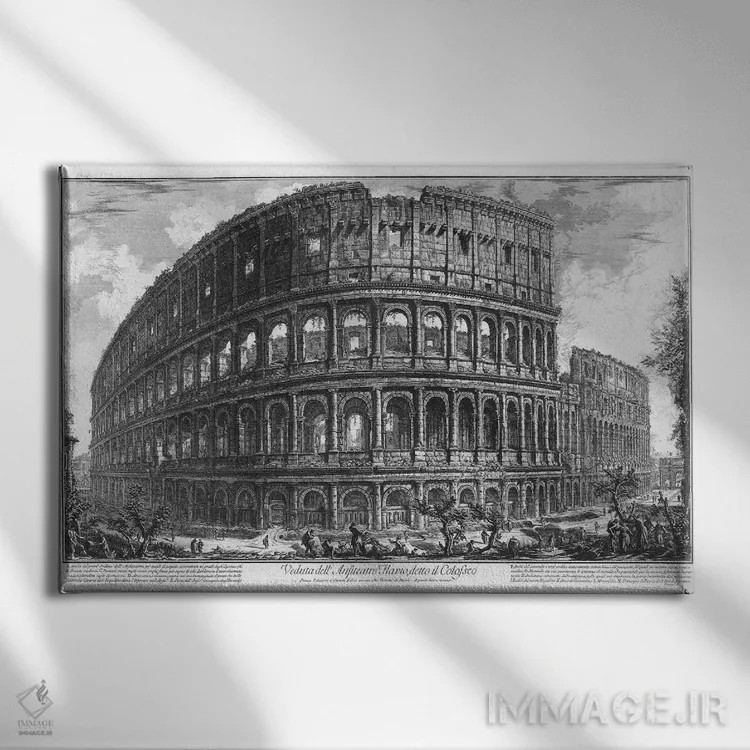 تابلو 1761,نمای کلوسئوم رم اثر پیرانزی، ۱۷۶۱ اثر جیووانی باتیستا پیرانزی (هنرمند و معمار ایتالیایی) - نمای روبهرو روی دیوار